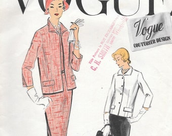 Vintage 1950s Vogue Couturier Design Pattern 951 - Misses' One Piece Dress and Jacket size 14 Bust 34 Hip 36 uncut, original label