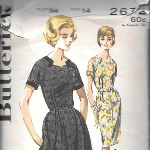 Vintage 1960s Butterick Sewing Pattern 2672 - Misses&#39; Dress size 14 bust 34