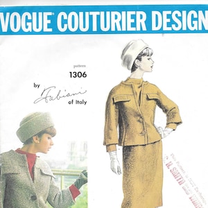 May include: A vintage sewing pattern for a skirt and jacket suit. The pattern is by Fabiani of Italy and is for size 12. The pattern is for a skirt and jacket suit. The pattern is by Fabiani of Italy and is for size 12.