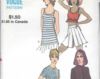 Vogue 8047- Misses' Blouses and Tops size 16 bust 38, uncut FF Vintage 1970s  Sewing Pattern