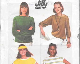Vintage 1970s Simplicity Sewing Pattern 8088- Misses' Jiffy Knit Pullover Tops size Small 10-12 uncut FF