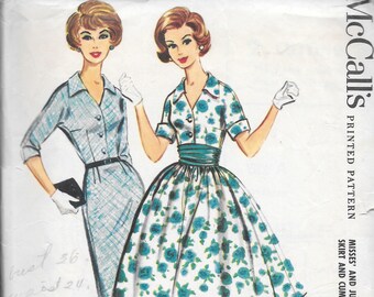 1950s McCall's 5002- Misses' Dress with slim or full skirt and cummerbund size 11 bust 31 1/2"