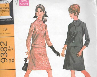 Vintage 1960s McCall's Sewing Pattern 0382 - Misses' Suit size 18 1/2 bust 41