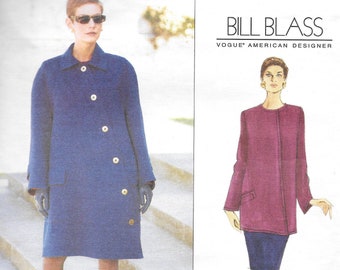 Vogue 1659 - Bill Blass Misses' Coat, Tunic & Skirt size 8-10-12 uncut FF, 1990s sewing pattern