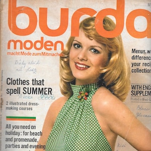Burda Moden magazine - June 1973 complete with uncut patterns and supplement in English