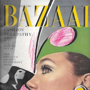 Harper&#39;s Bazaar Magazine- February 1966, Marisa Berenson cover, magazine in fair condition