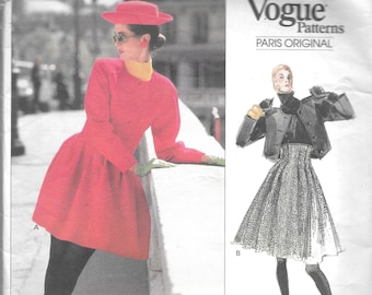 Vintage 1980s Vogue Paris Original Pattern 2184- Christian Lacroix Misses' Jacket & Skirt size 8