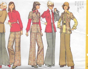 1970s Simplicity Sewing Pattern 5797- Misses' Unlined Jacket, Shirt and Pants in Sizes size 12 Bust 34" uncut FF