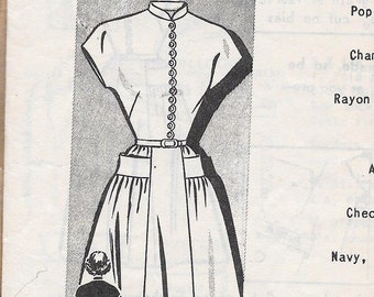 1940s Mail Order 8614 Misses' Dress size 14 bust 32" hip 35"