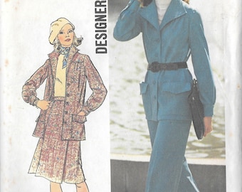 1970s Simplicity Sewing Pattern 6603- Misses' Unlined Jacket, Skirt and Pants in Sizes size 18 Bust 40" uncut FF