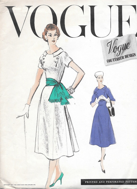 Vintage 1950s Vogue Couturier Design Pattern 918 Misses Etsy