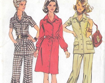 1970s Simplicity Sewing Pattern 5735 - Misses' Dress, Tunic and Pants in Sizes size 18 Bust 40" and size 12 bust 34" uncut FF