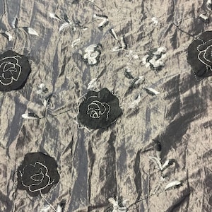 Embroidered Applique Taffeta Fabric, 58&quot; wide, woven fabric by the yard