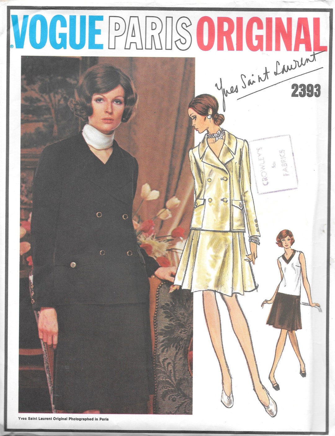 Vintage 1970s Vogue Paris Original Pattern 2393 Yves Saint - Etsy