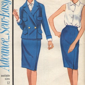 Vintage 1960s Advance Sew-Easy Sewing Pattern 3411 - Misses' Suit, Jacket & Skirt size 14 bust 34 uncut FF