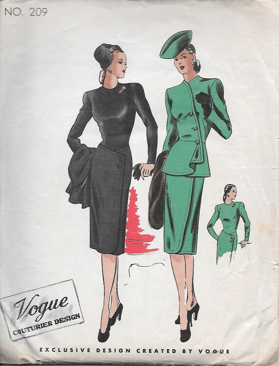 Vintage 1940s Vogue Couturier Design Pattern 9 Misses Etsy Vintage 1940s Vogue Couturier Design Pattern 9 Misses Etsy