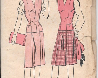 Vintage 1930s Advance Sewing Pattern 3141 - Misses' Suit Jacket & Skirt size 14