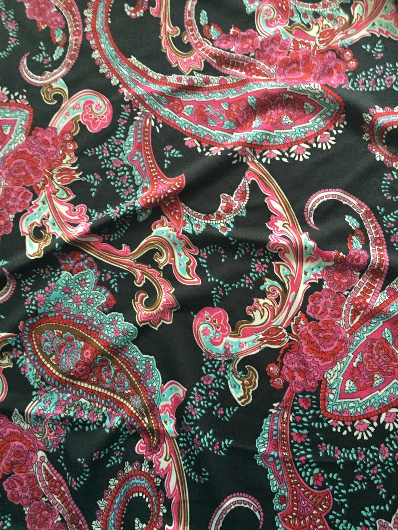 Paisley Print Knit Fabric 2way Stretch 58 Wide Etsy