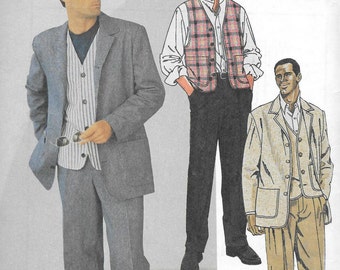 1990s McCall's Sewing Pattern 8628 - Men's Unlined Jacket, Lined Vest and  Pants sz. 38-40-42 uncut
