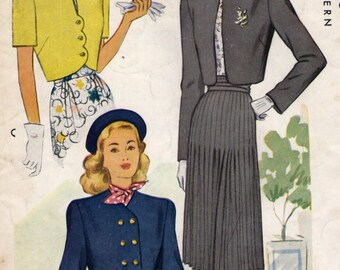 Vintage 1940s McCall Sewing Pattern 6916 - Misses&#39; Set of Boleros size 14 bust 32