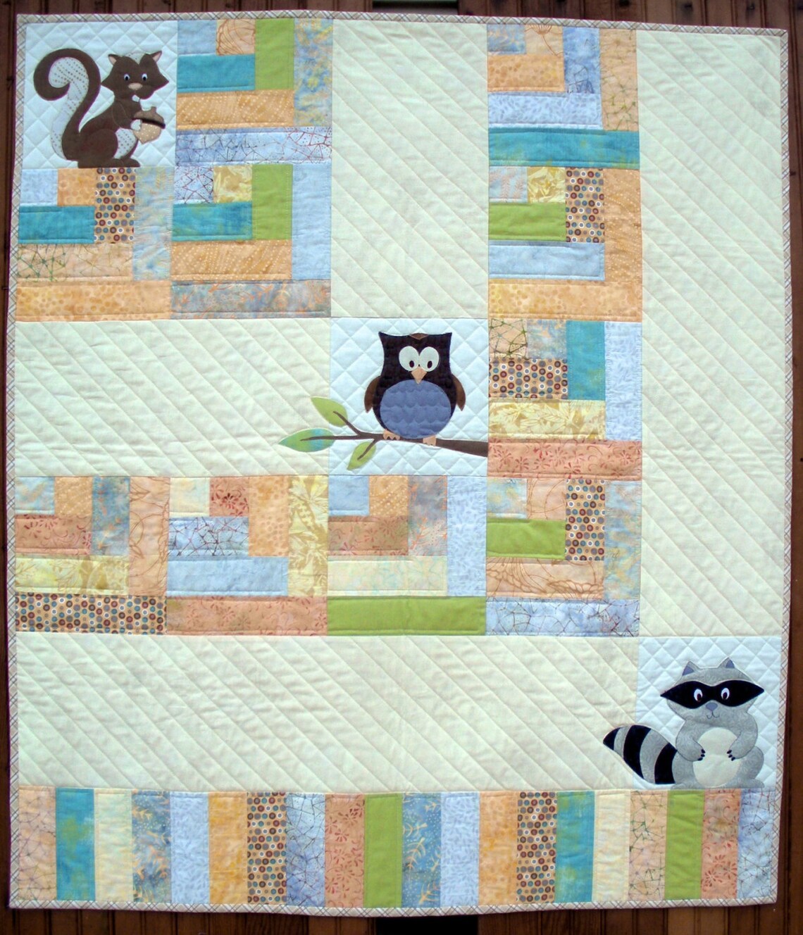 One Big Cabin Baby Quilt Pattern With Woodland Critters owl Etsy