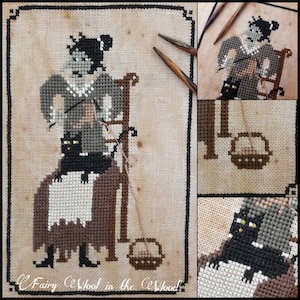 O Gato da Bruxa Knitter - Padrão de Ponto Cruz em PDF