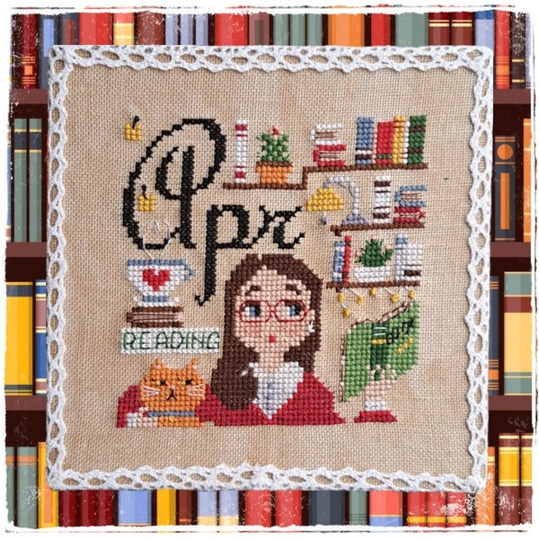 Happy Hobby Month: April (Reading) - PDF Cross Stitch Pattern