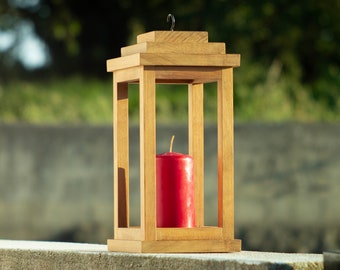 Wooden Lantern - Solid Wood - Handmade