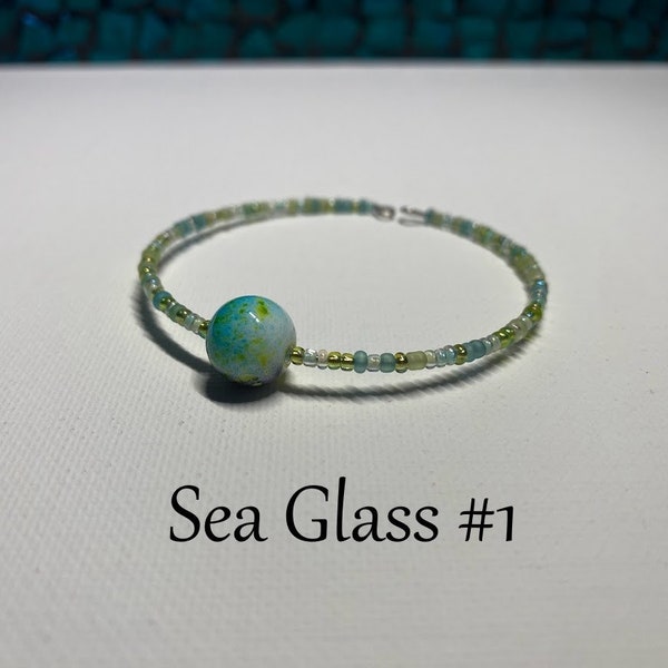 Sea Glass Memory Wire Bracelets