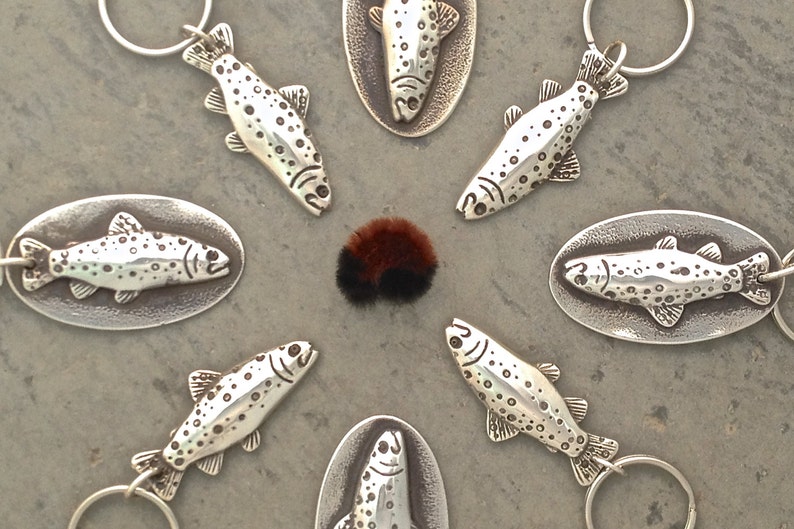 Sterling Silver Trout Key Chain Fly Fishing Sterling Etsy