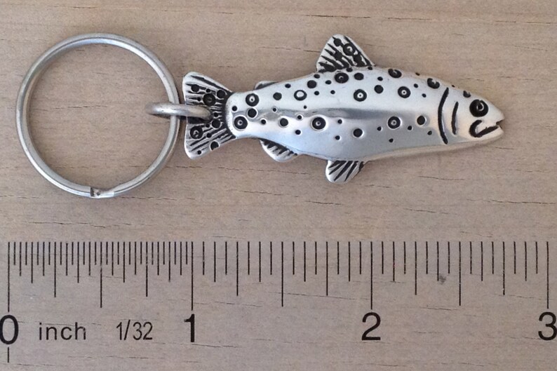 Sterling Silver Trout Key Chain Fly Fishing Sterling Etsy