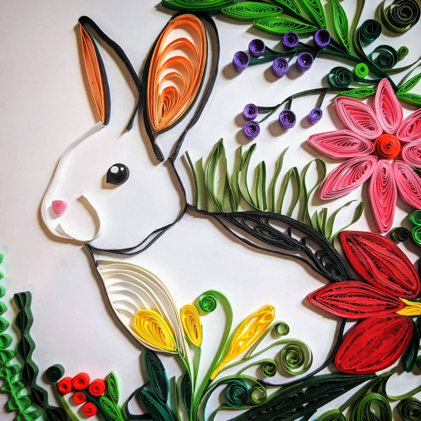 Quilling Rabbit Hare Bunny in Garden Baby Nursery Home Etsy