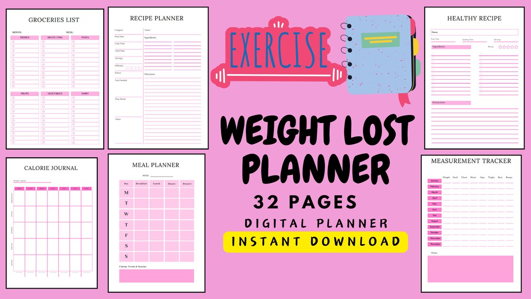 Weight Loss Planner Digital Weight Loss Planner Printable Loose Weight