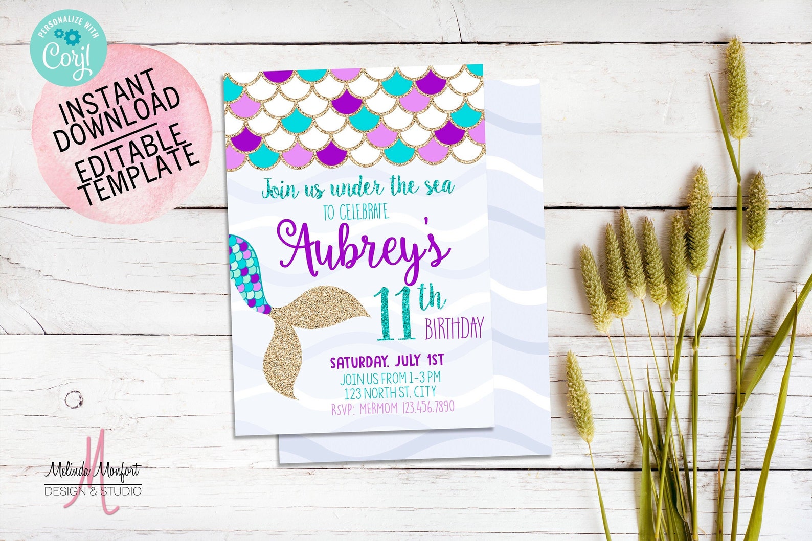 Mermaid Birthday Invitation Mermaid Invitation Birthday Etsy