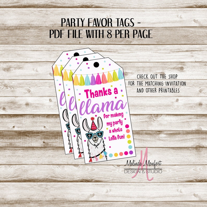 Llama Party Favor Tags Llama Birthday Llamas Party Favor | Etsy