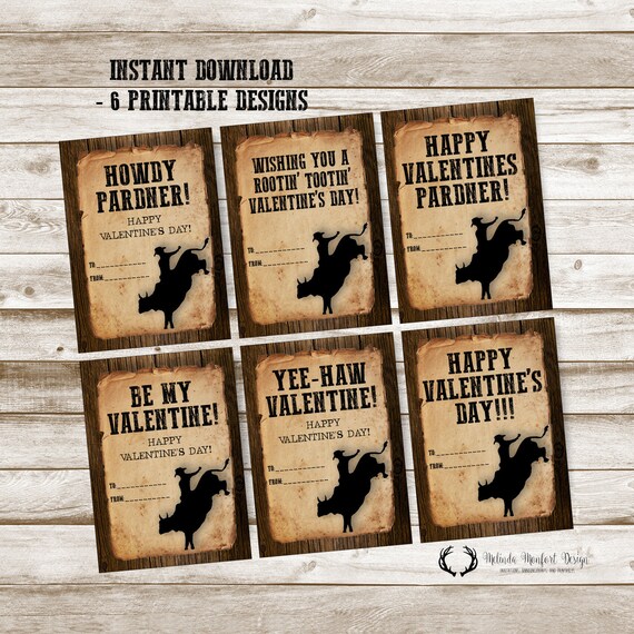 Kid's Valentine's Day Cards Cowboy up Valentine's - Etsy