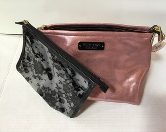 Victoria Secret Set pink Gold Travel Toiletry Case Black Floral Cosmetic Bag for Women Etsy