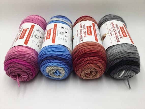 Craftsmart Value Yarn 214yds/196m Medium 4, Ombre Yarn, Variety of