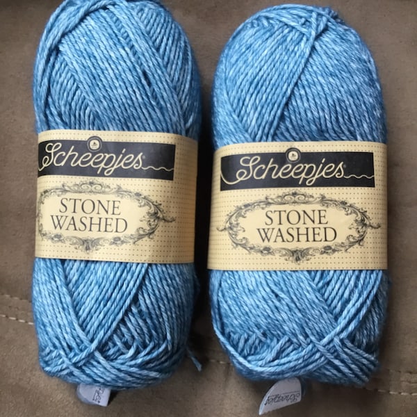 Scheepjes Stone Washed Yarn 130m,Set of 2 - Blue Apatite