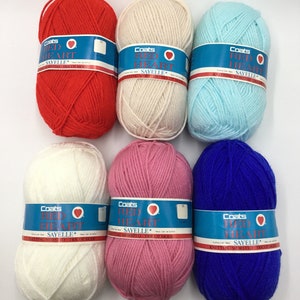 Red Heart CoatsSayelle Yarn, Hard Find Vintage Yarn, Knitting Worsted Yarn, Acrylic Yarn 100g- Variety of Colours