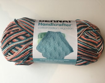 Bernat Handicrafter Cotton,Large Skein Cotton,573yds/524m- Coral Seas