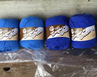 Lily Sugar’n Cream Set of 3, The Original Super Size yarn 4oz/113g -Dazzle Blue, Dark & Light Blue