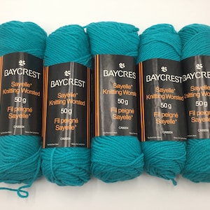Baycrest Sayelle Knitting Worsted vintage yarn Set of 5 -50g ea /100% acrylic -Col 6969 Teal