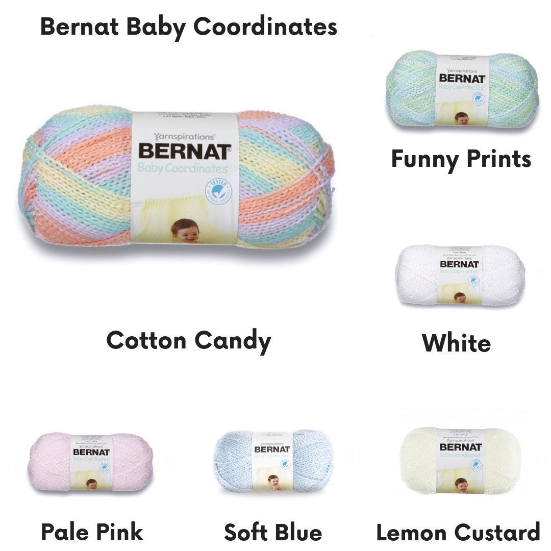 Bernat Baby Coordinates Yarn Mulitple Colours Cotton Candy Lemon Custard Pale Pink Soft Blue White
