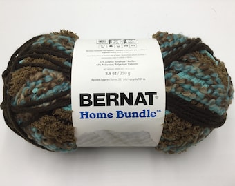 Bernat Home Bundle Yarn, 8.8oz/250g/Super Bulky 6- Teal Brown