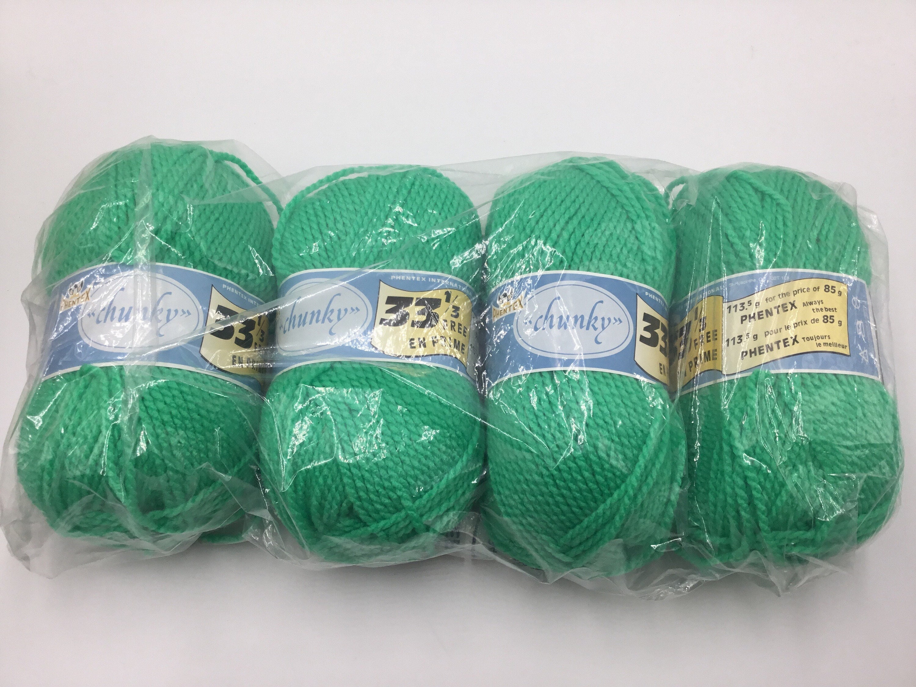 Phentex Chunky Yarn Set of 4/ 454g Vintage Yarn Parrot Green 