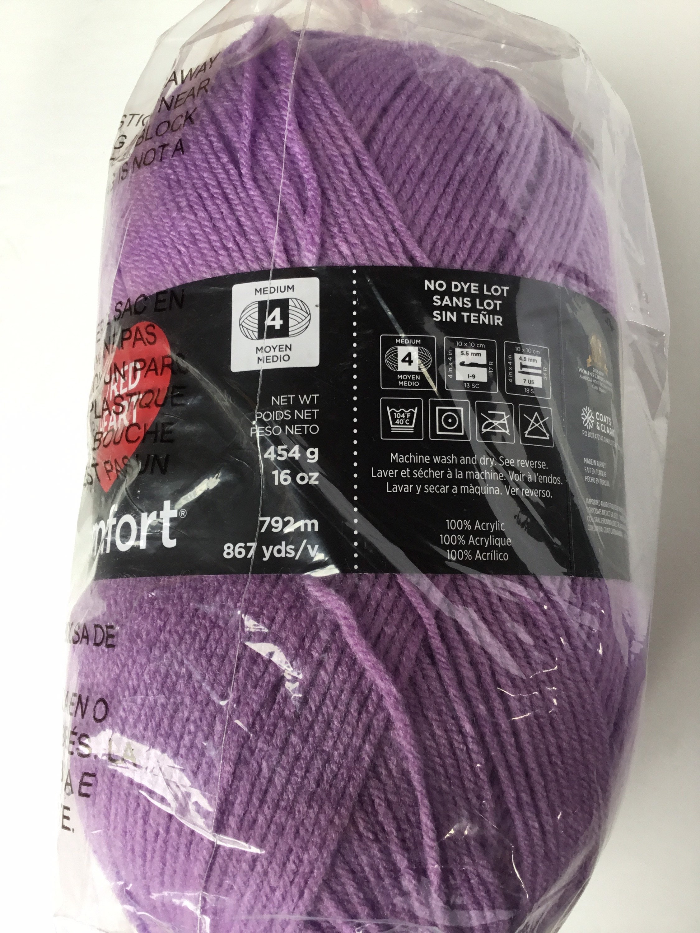 Red Heart Comfort Yarn 454g/16oz solid coloursLavender Etsy