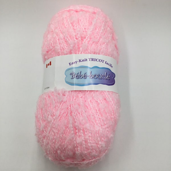 Easy Knit Bebe Boucle, Baby Soft Boucle,Rippled Yarn, 113g, Discontinued Yarn,great for baby Projects,blankets/garments and more -Pink