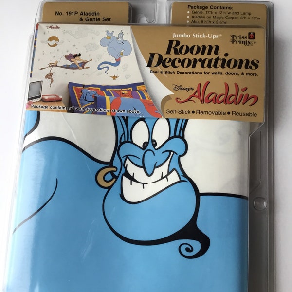 Vintage New Disney’s Aladdin and Genie Set Peel & Stick Decorations for Walls,Jumbo Stick-Ups