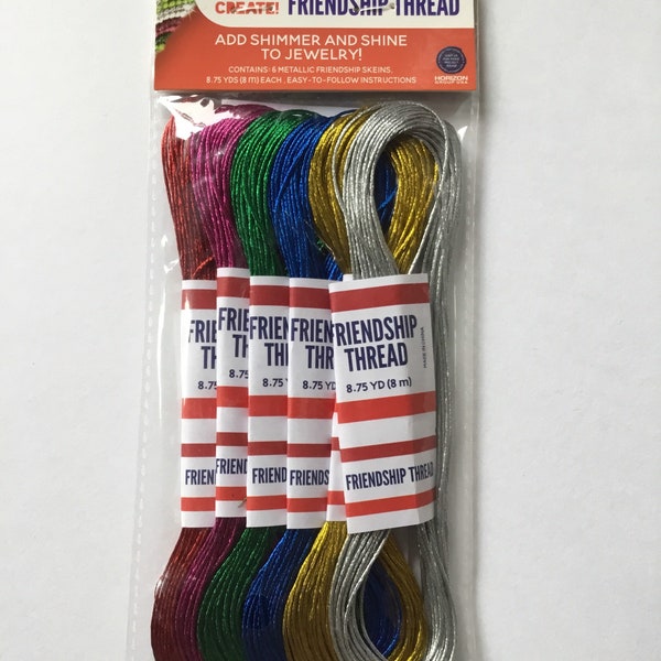 Metallic Friendship Thread,6 Pack!,Add Shimmer and Shine To Jewelry, For Your DIY Projects 8.75 yds/8m Instructions To Make Friendship Band